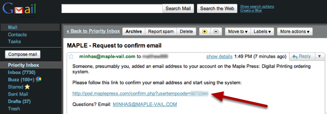 Click the link within the email